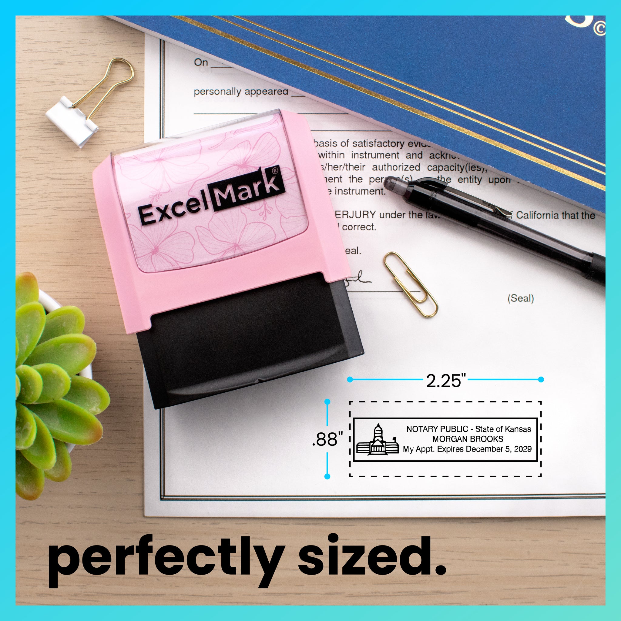 Pink Kansas Notary Stamp