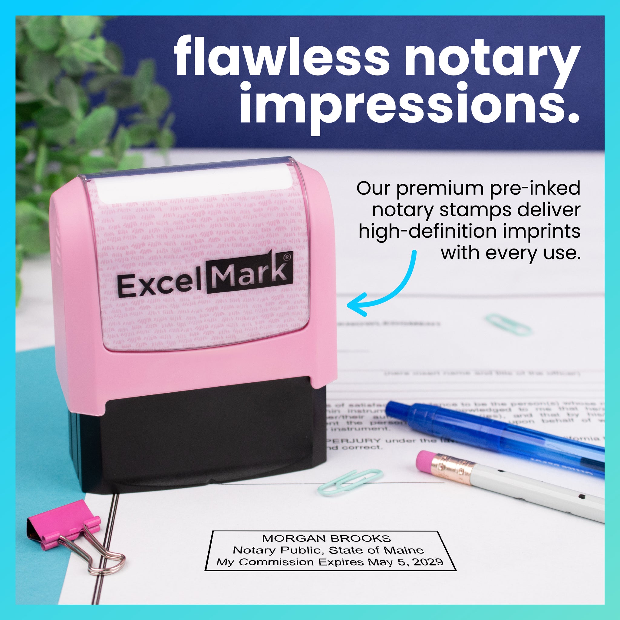 Pink Maine Notary Stamp