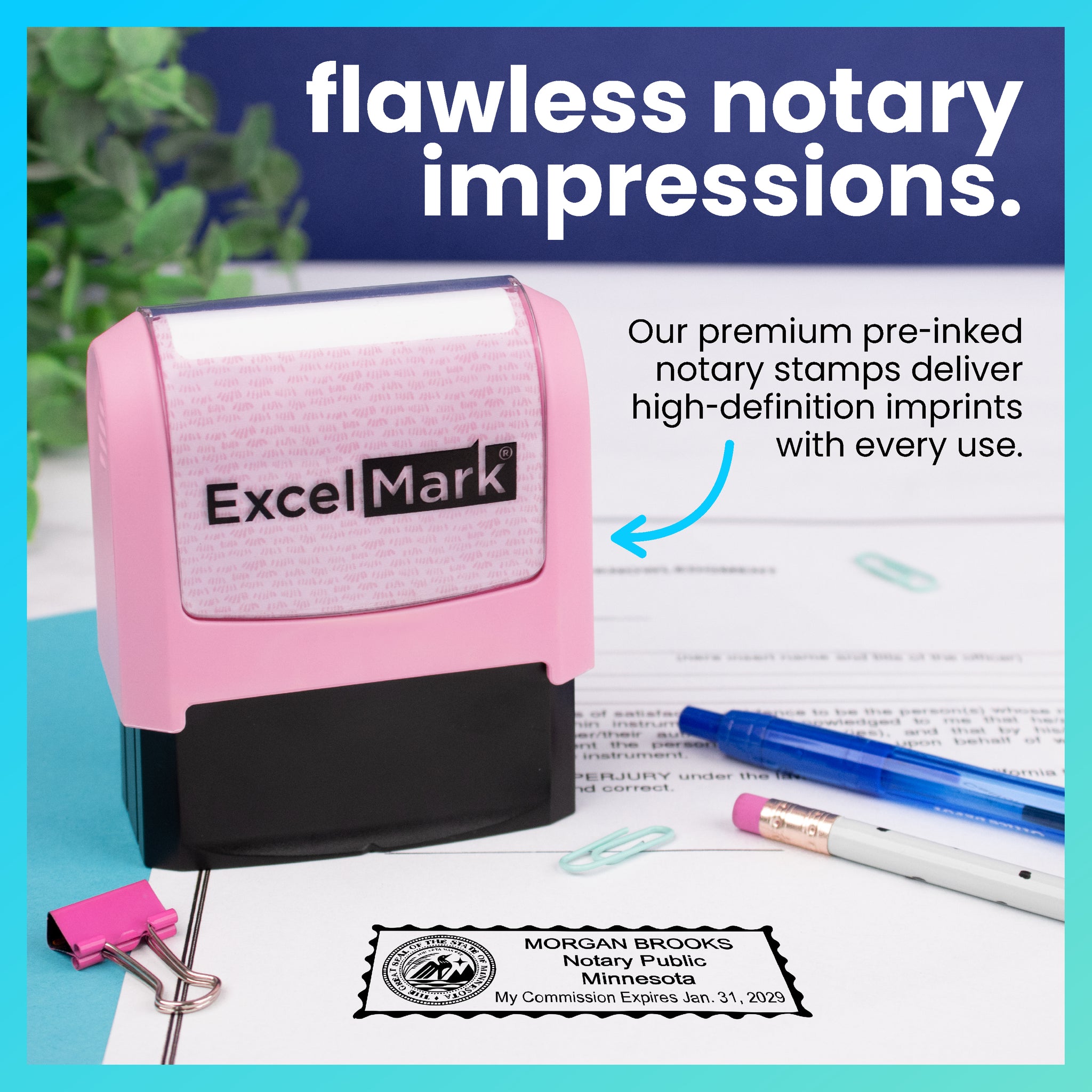 Minnesota Ink Stamp Pink Minnesota Notary Stamp