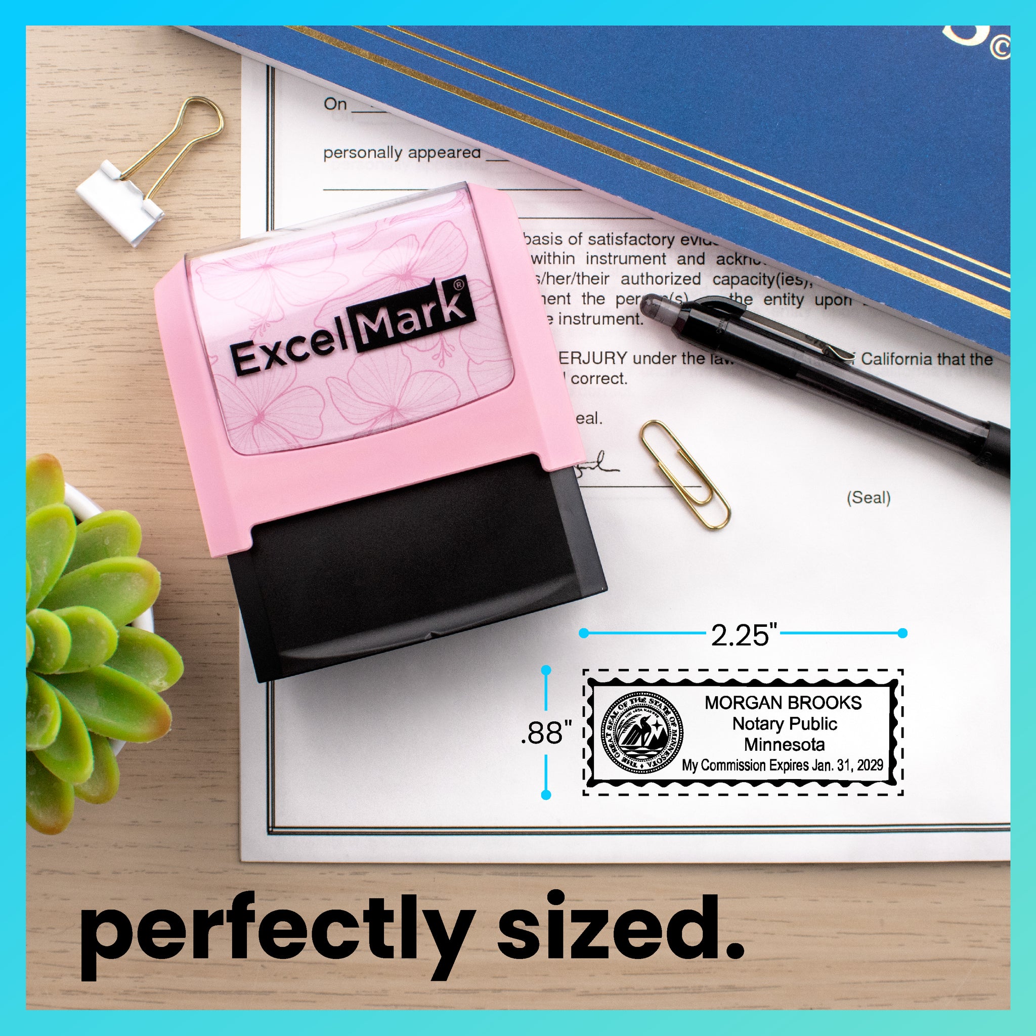 Minnesota Ink Stamp Pink Minnesota Notary Stamp