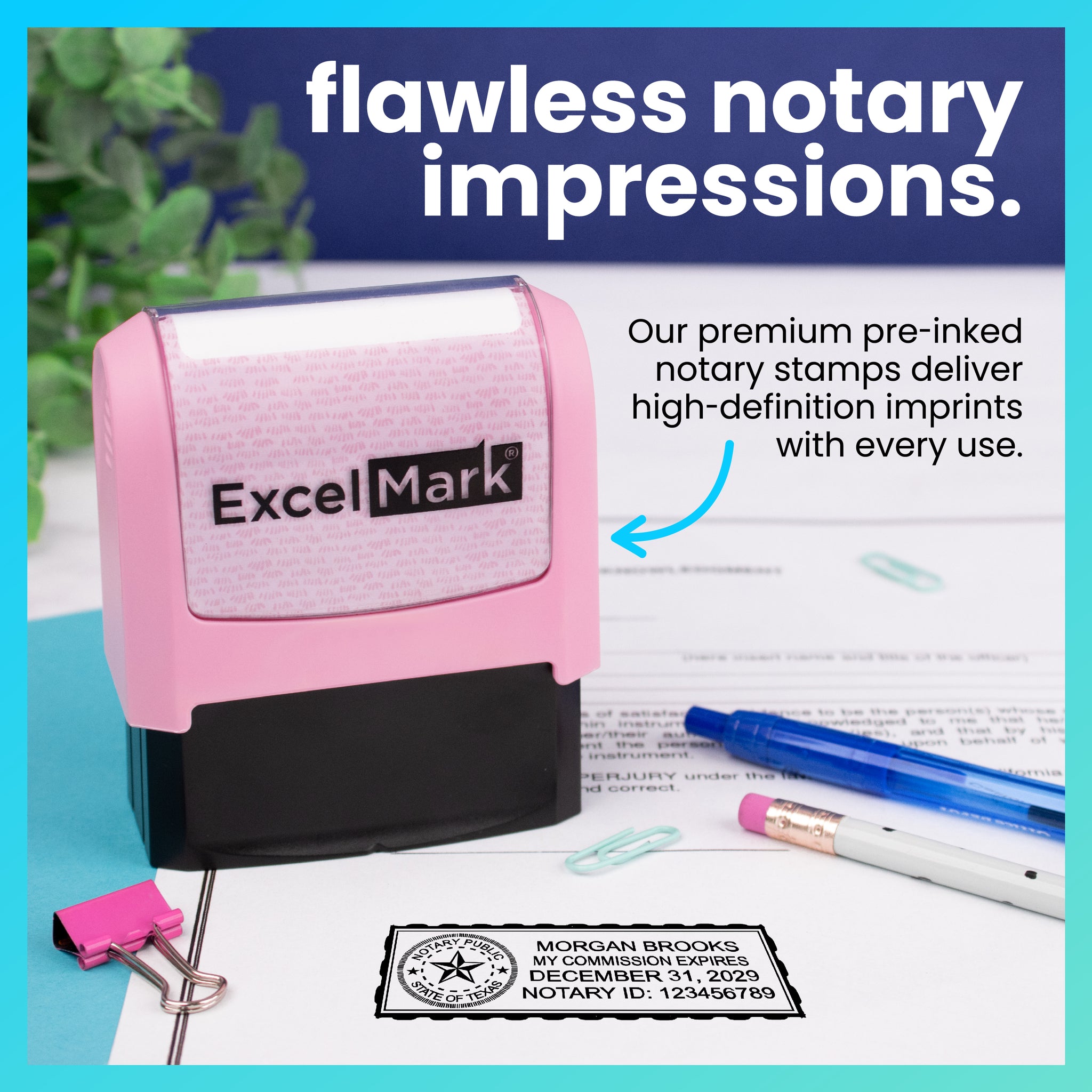 Pink Texas Notary Stamp