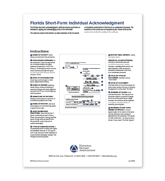 Florida Individual Acknowledgment