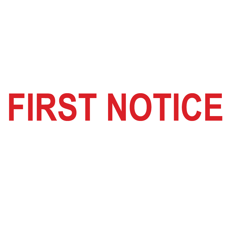 First Notification FIRST NOTICE Stamp